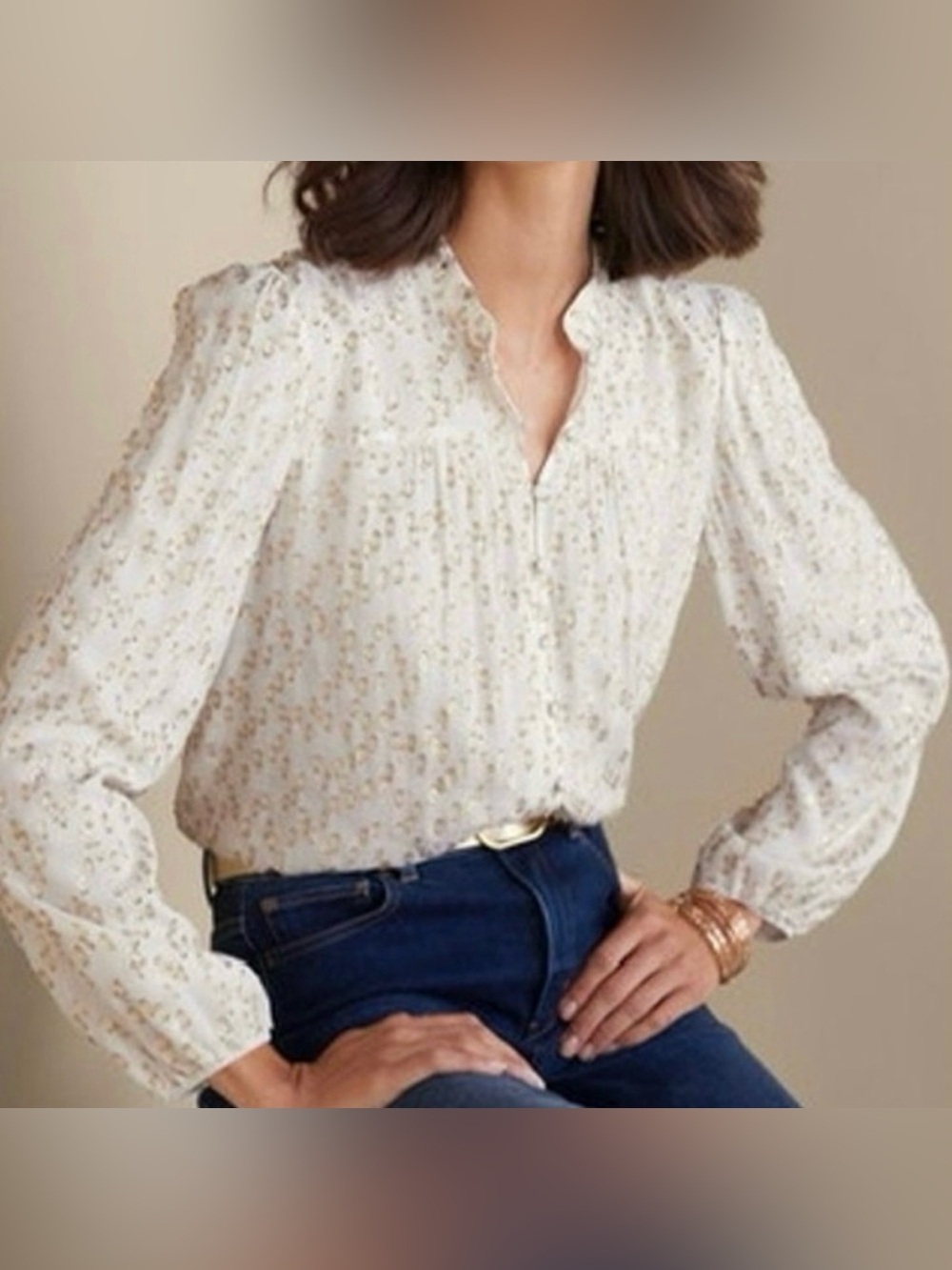 Soft Surroundings Mila Gold Metallic Leopard Blouse
